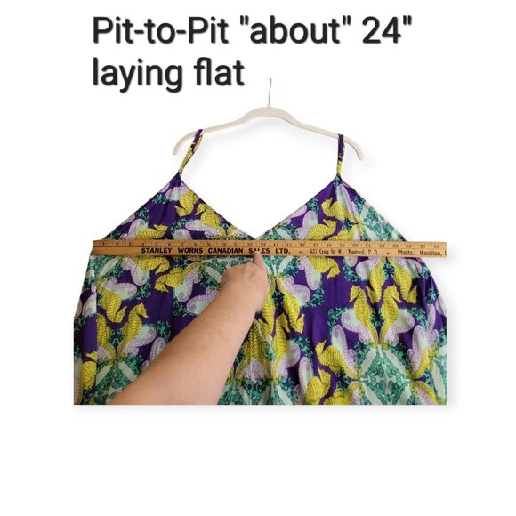 Anthropologie Purple Yellow **Seahorse Print Dress 1X** - Picture 8 of 12